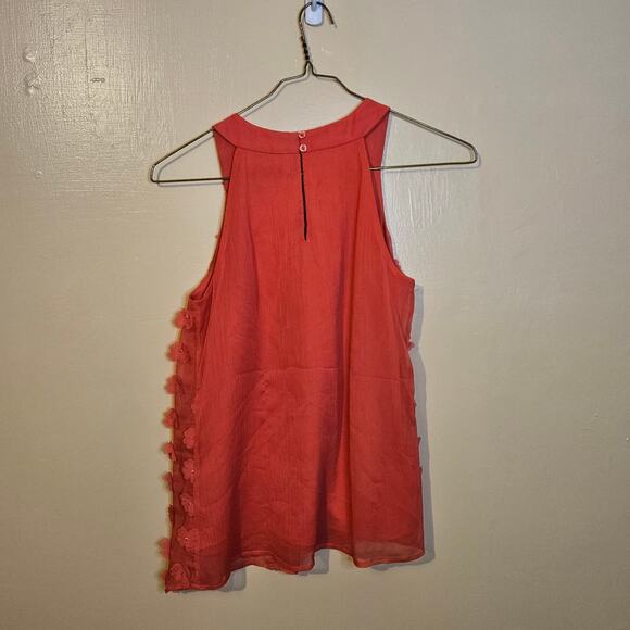 7th Avenue Size Extra Small XS Tank Top Blouse 3D Flowers Coral Color Pink - Picture 6 of 9